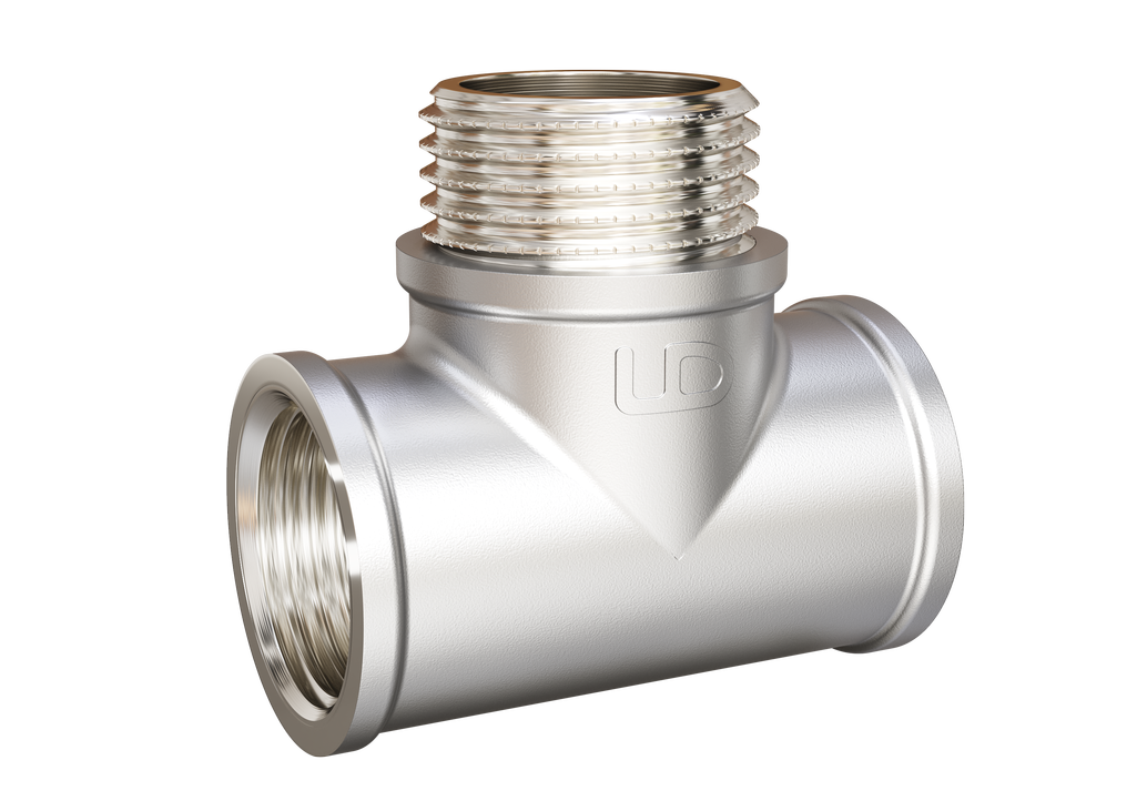 Тройник LD Pride DN15 (1/2") ВР/НР/ВР латунь никель в упаковке