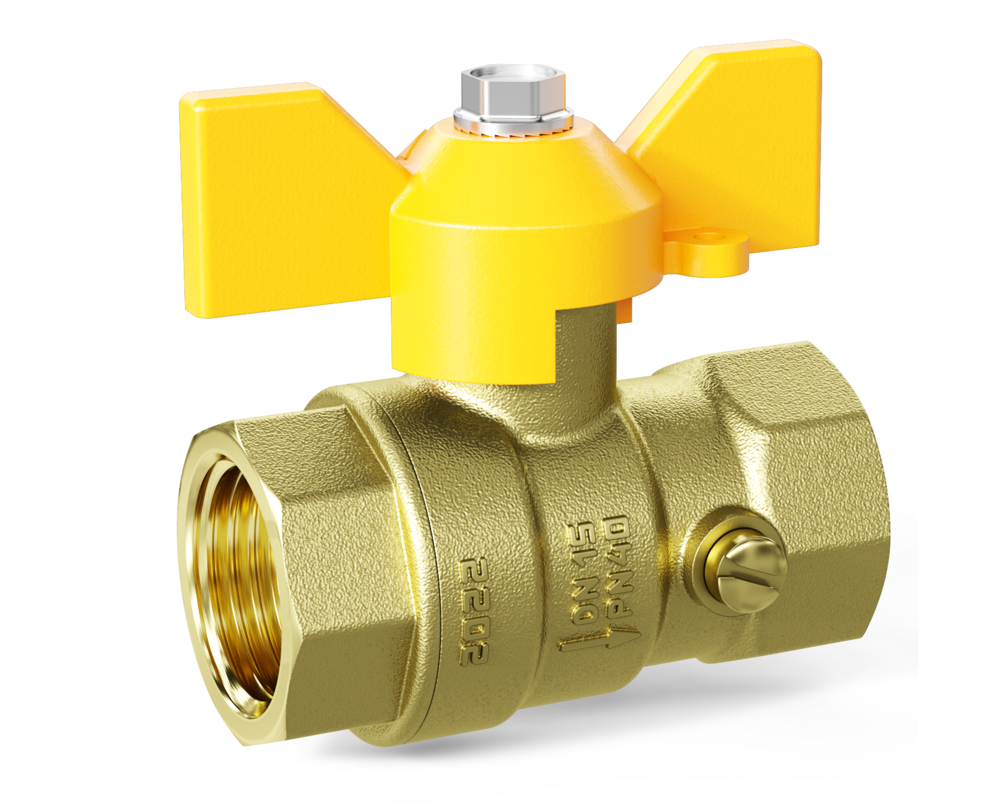 Кран шаровой латунный для манометра LD Pride 44.15.В-В.М.Б GAS Ду 15 Ру 16 бабочка