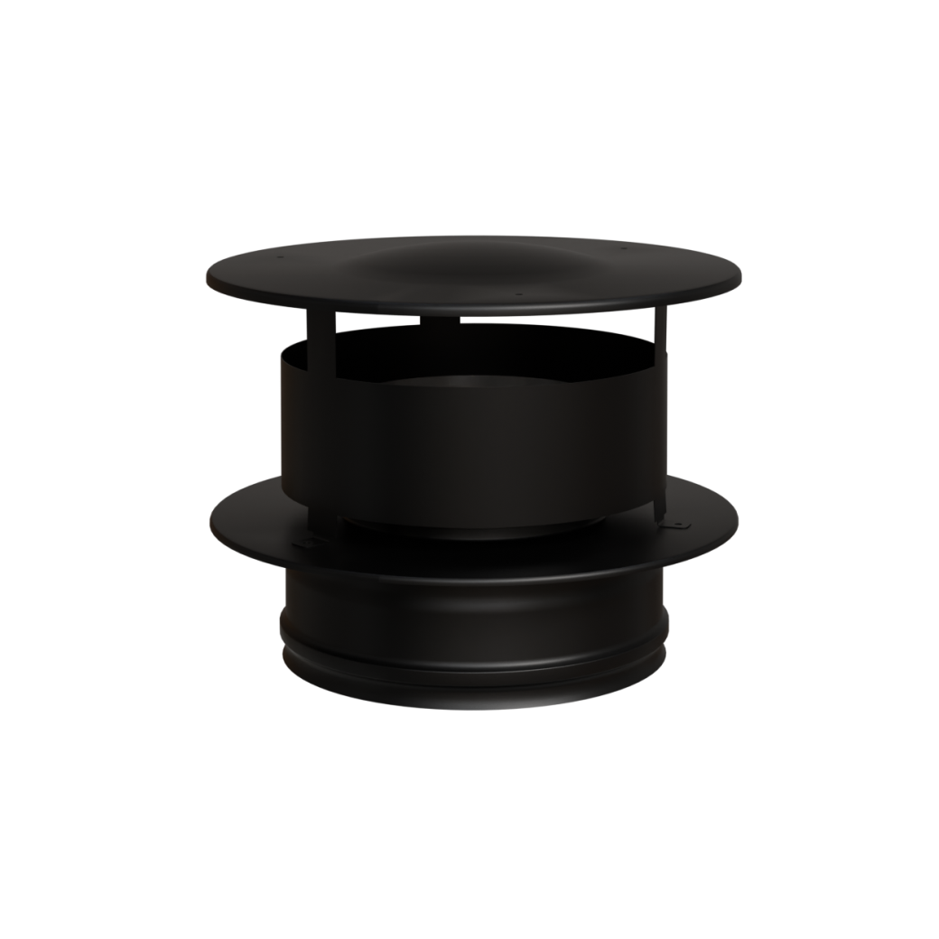 Оголовок с ВЕТРОЗАЩИТОЙ (430/0,5 мм + нерж / эмаль /600° черная) Ф115х200