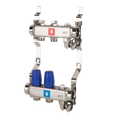 Коллектор без расходомеров, c дренажным краном и краном Маевского, 2 вых.