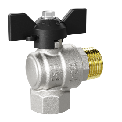 Кран шаровой латунный угловой LD Pride 47.15.В-Н.У.Б Ду 15 Ру 40 бабочка с биркой