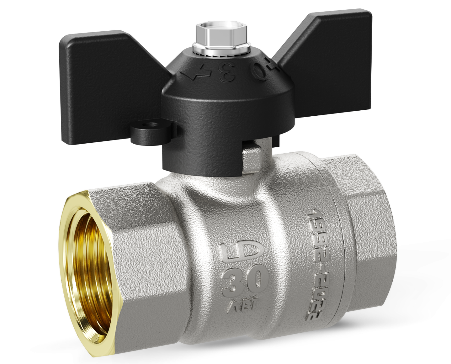 Кран шаровой латунный LD Pride 47.20.В-В.Б Ду 20 Ру 40 бабочка