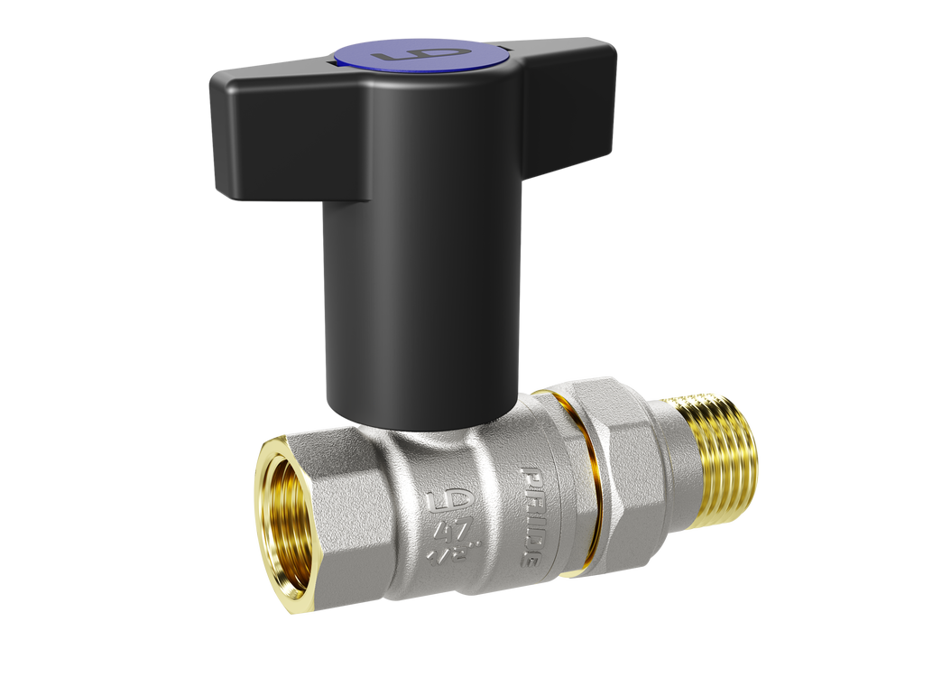 Кран шаровой латунный LD Pride 47.20.В-ГШ.ТР Ду 20 Ру 40 Т-рукоятка (Red + Blue)