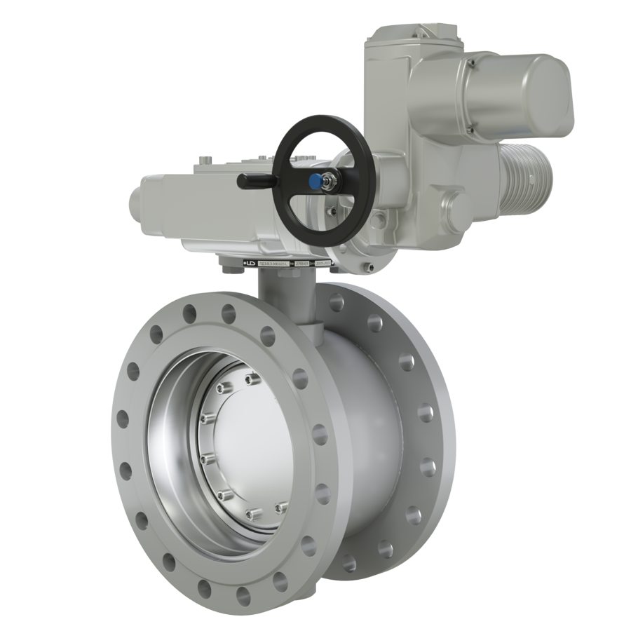 Поворотно-дисковый затвор 3-х эксцентриковый LD под электропривод из стали 20, ПДЗ.Ф.Э.400.016.02