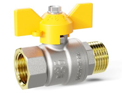 Кран шаровой латунный LD Pride 47.25.В-Н.Б GAS Ду 25 Ру 40 бабочка