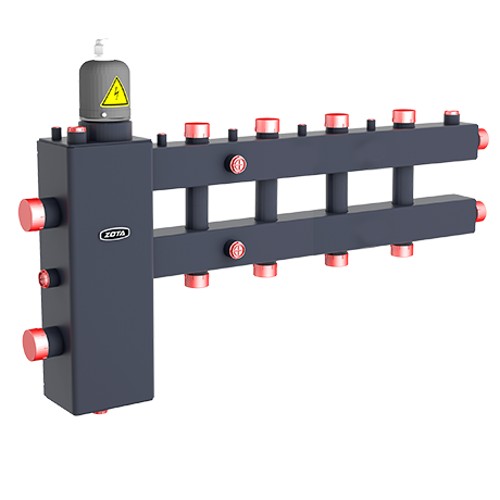 Гидроразделитель Zota с коллектором,  горизонтальный до 70 кВт, 5 контуров c заглушкой, под ТЭНб